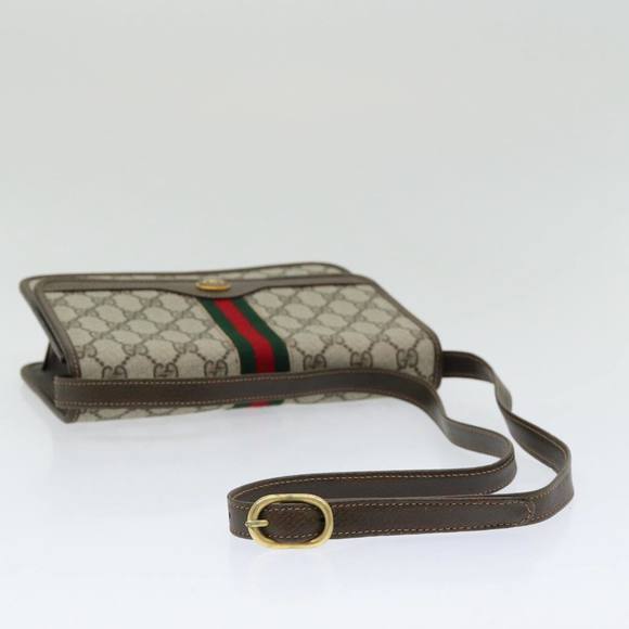 GUCCI GG Canvas Web Sherry Line Shoulder Bag PVC Beige Green Red Auth ep5199 - Picture 7 of 16